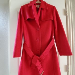 Omon Long Red Wool Mohair Dress Coat